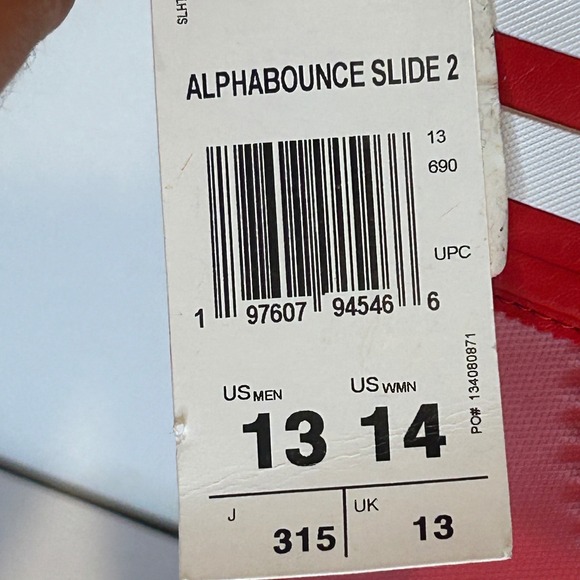 Adidas Alphabounce Slide 2.0 Men 13 Red White Adjustable Strap Sandals Bounce - Picture 7 of 7